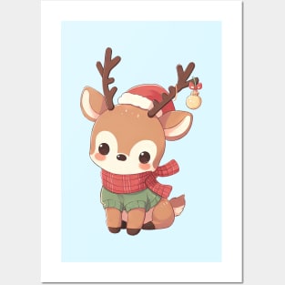 Cute Christmas Deer Posters and Art